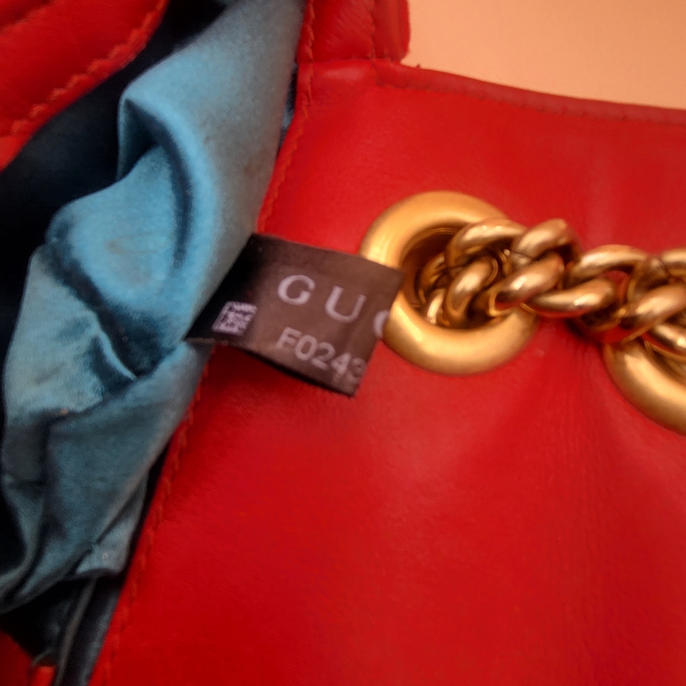 GUCCI Velvet Matelasse Mini GG Marmont Shoulder Crossbody Bag Hibiscus Red,Auth. - Picture 11 of 15